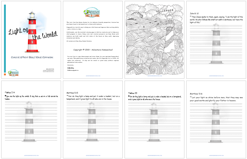 Bible Copywork - Light of the World