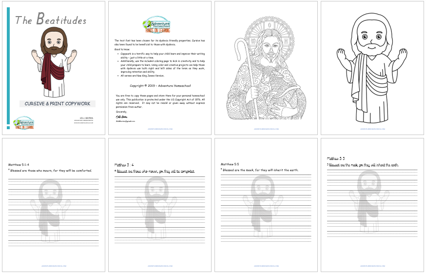 The Beatitudes Copywork